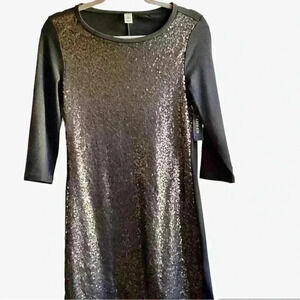 Old Navy  Sequins Front 3/4 length Sleeve Gray Shift Dress size XS